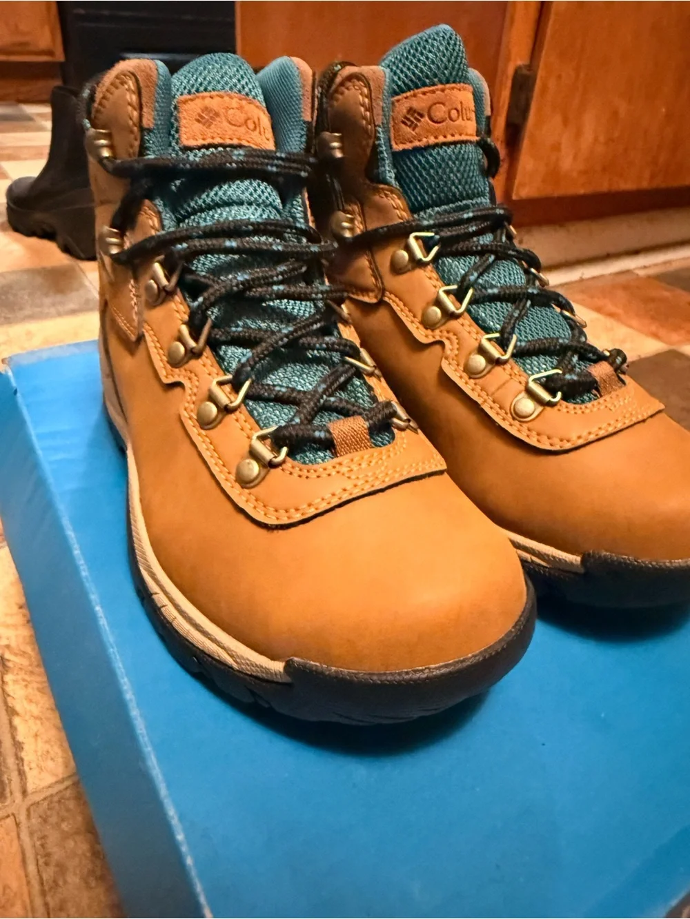 Columbia Women's Newton Ridge Plus Wide Brown and Teal Hiking Boots